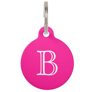 Médaillon Pour Animaux Monogramme rose profonde Nom initial