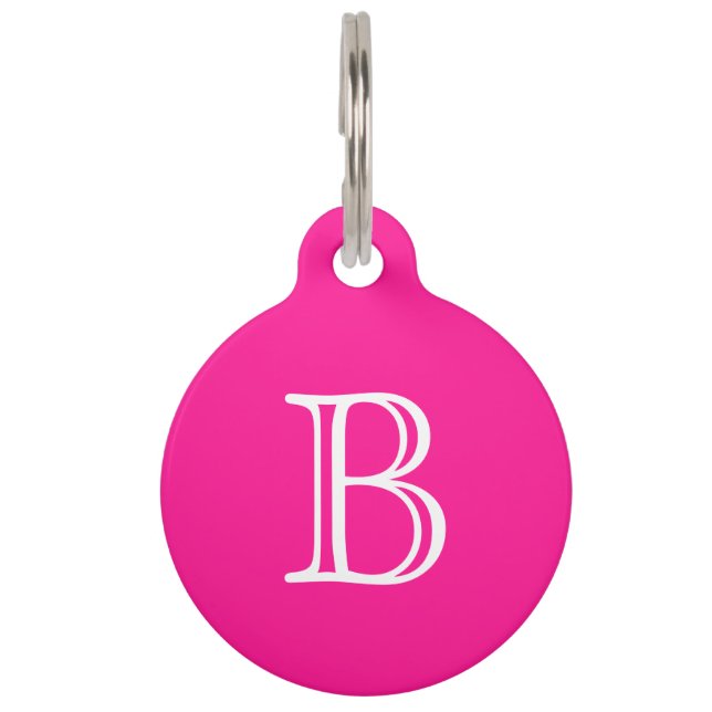 Médaillon Pour Animaux Monogramme rose profonde Nom initial (Devant)