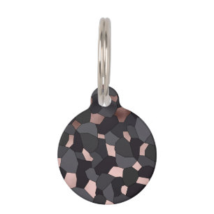 Médaillon Pour Animaux Mosaïque grise et noire d'or rose élégant élé