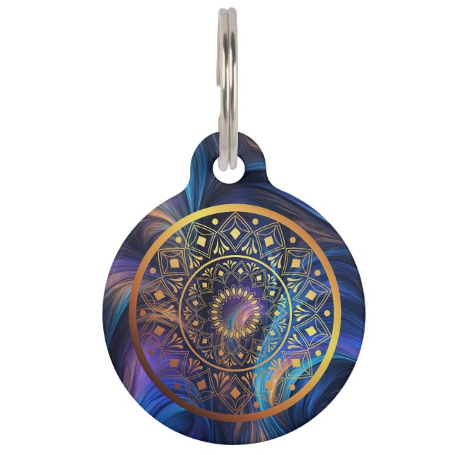 Médaillon Pour Animaux Motif bleu foncé (Devant)