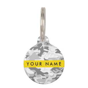 Médaillon Pour Animaux Motif camouflage gris neige d'hiver Personnalisez