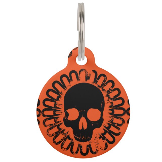 Médaillon Pour Animaux Motif crâne Personnalisé Amusement Halloween Goth  (Devant)