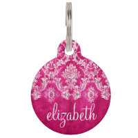 Motif de Damas de Grunge rose chaud Texte personna