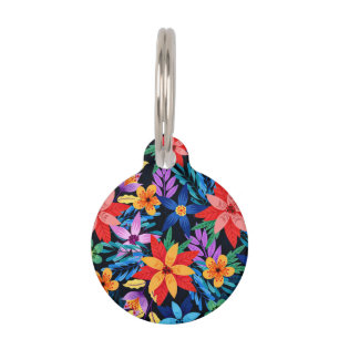 Médaillon Pour Animaux Motif floral exotique coloré-68578