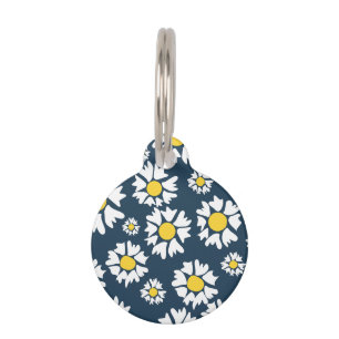 Médaillon Pour Animaux Motif marguerrier, motif floral, marguerites blanc