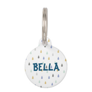 Médaillon Pour Animaux Motif Raindrop coloré personnalisable Nom de l'ani