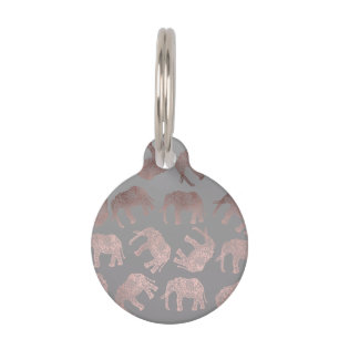 Médaillon Pour Animaux motif tribal d'éléphant d'or rose clair élégant