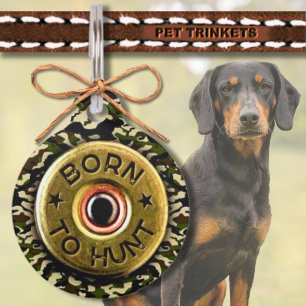 Médaillon Pour Animaux Née pour la chasse Camouflage Douille de fusil de
