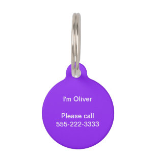 Médaillon Pour Animaux Neon Purple Solid Color Personnaliser It