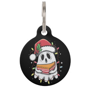 Médaillon Pour Animaux Noël Mignon Fantôme Père Noël Fête Xmas Vacances