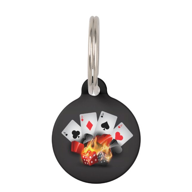Médaillon Pour Animaux Noir de casino de tisonnier de flamme (Devant)