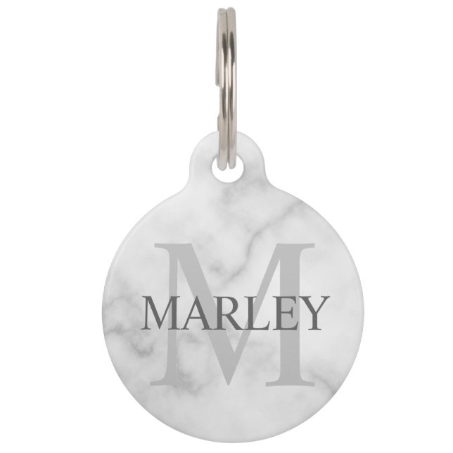 Médaillon Pour Animaux Nom de l'animal et monogramme avec les coordonnées (Devant)