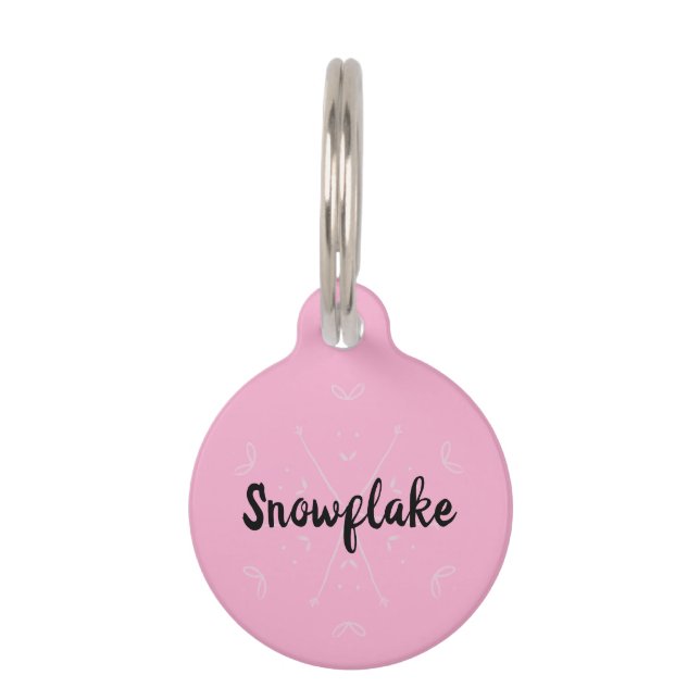 Médaillon Pour Animaux Nom d'hiver rose de la neige (Devant)