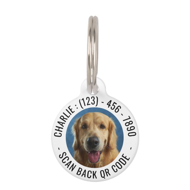 Médaillon Pour Animaux Nom du chien personnalisé Numéro de téléphone de l (Devant)