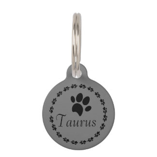Médaillon Pour Animaux Nom du logo Empreinte de patte Circulaire
