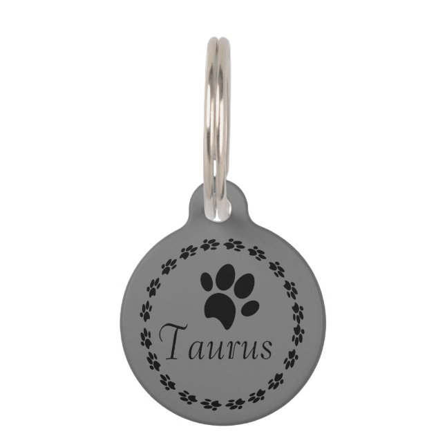 Médaillon Pour Animaux Nom du logo Empreinte de patte Circulaire (Devant)