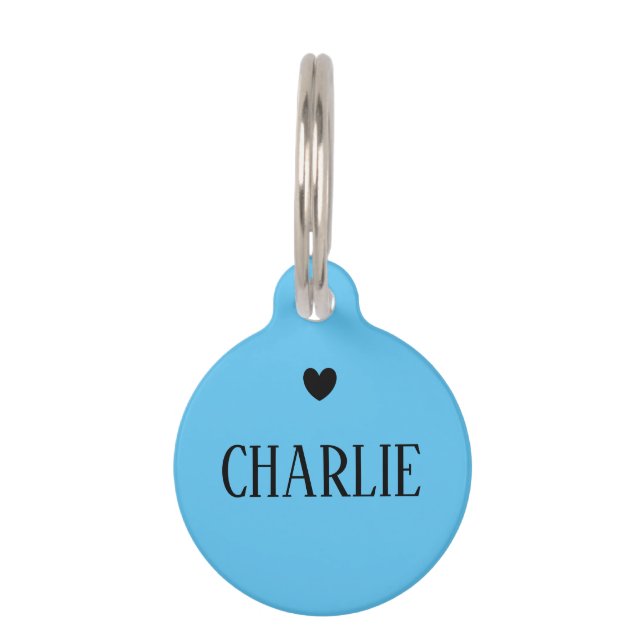 Médaillon Pour Animaux Nom et adresse de l'animal personnalisé Bleu (Devant)