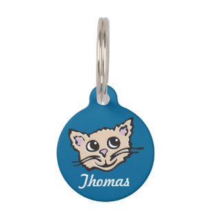 Médaillon Pour Animaux Nom et détails du chat bleu-marron graphique