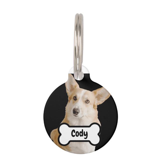 Médaillon Pour Animaux Nom et numéro de téléphone de l'os de chien (Devant)