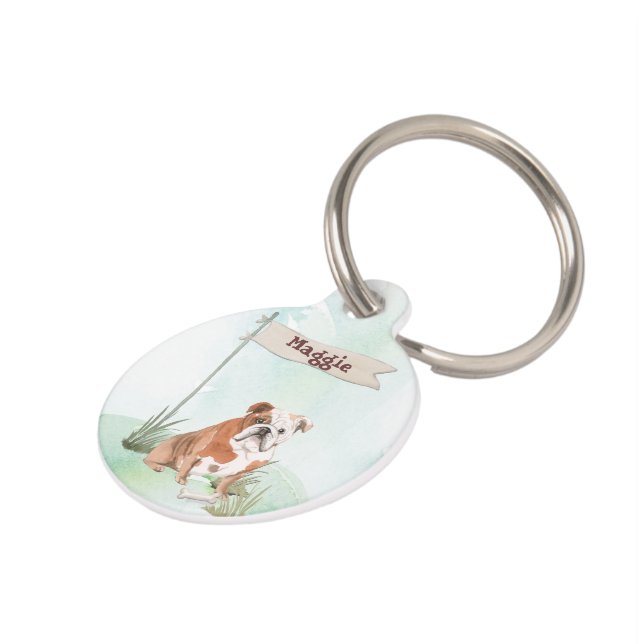 Médaillon Pour Animaux Nom personnalisé Anglais Bulldog Pet Chien (Côté )