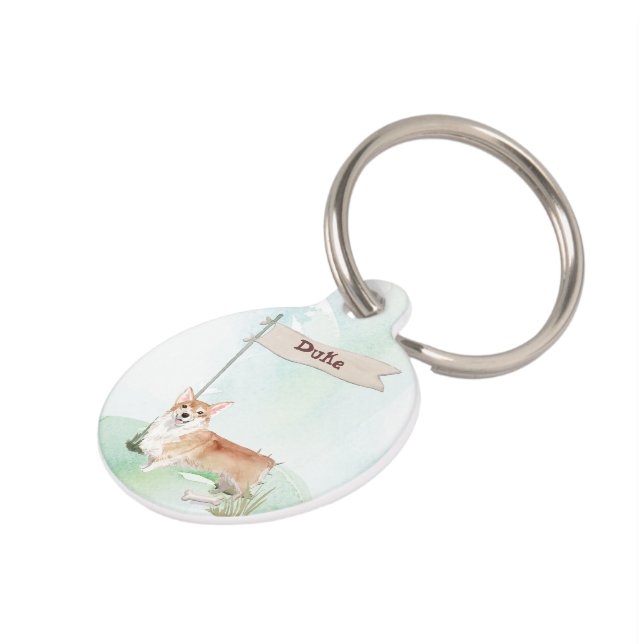 Médaillon Pour Animaux Nom personnalisé Corgi chien animal (Côté )