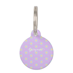 Médaillon Pour Animaux Nom personnalisé Cute Pastel Rainbow Bullseyes Mot