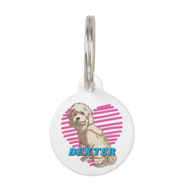 Médaillon Pour Animaux Nom personnalisé de l'Amoureux des chiens Cockapo  (Devant)