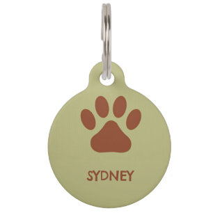 Médaillon Pour Animaux Nom personnalisé de patte chien Brown