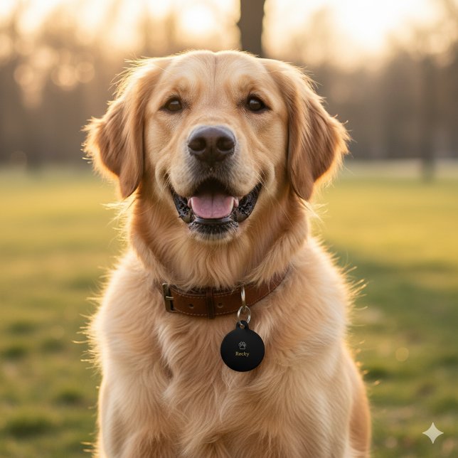 Médaillon Pour Animaux Nom personnalisé empreinte de patte mignonne perso (Personalized Cute Custom Paw Print Name Pet ID Tag)