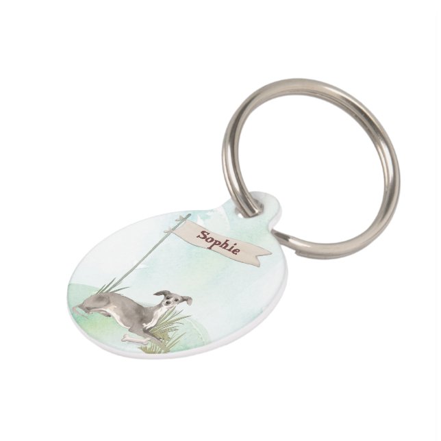 Médaillon Pour Animaux Nom personnalisé Italien Greyhound Animal Chien (Côté )