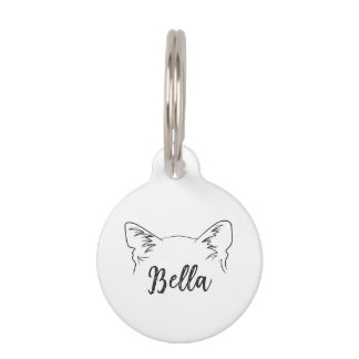 Médaillon Pour Animaux Nom personnalisé minimaliste Burmilla Chat