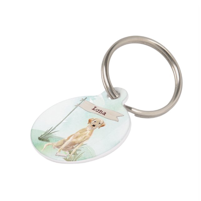 Médaillon Pour Animaux Nom personnalisé Yellow Lab Pet Dog (Côté )