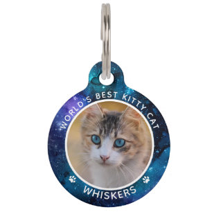 Médaillon Pour Animaux Nom photo de chat mignon Espace Empreintes de patt
