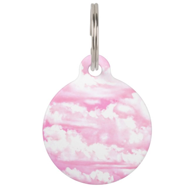 Médaillon Pour Animaux Nuages Girly roses fuchsia mous (Devant)