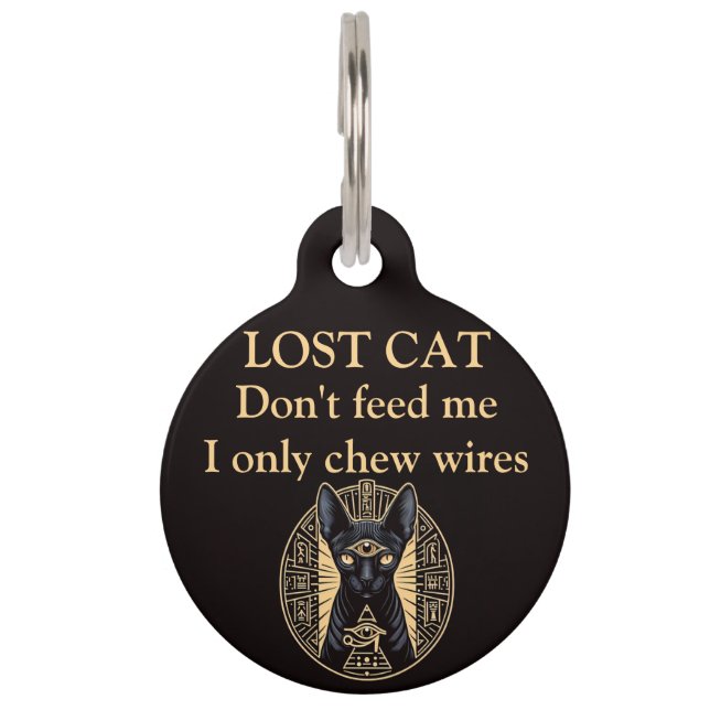 Médaillon Pour Animaux Numéro de chat Sphynx sans cheveux Balise Amusante (Devant)