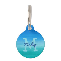 Ocean Blue Green Monogramme Nom Adresse