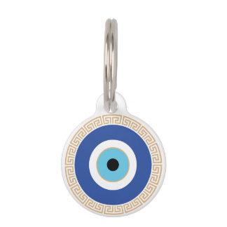 Médaillon Pour Animaux Oeil mal grec dans la clé grecque