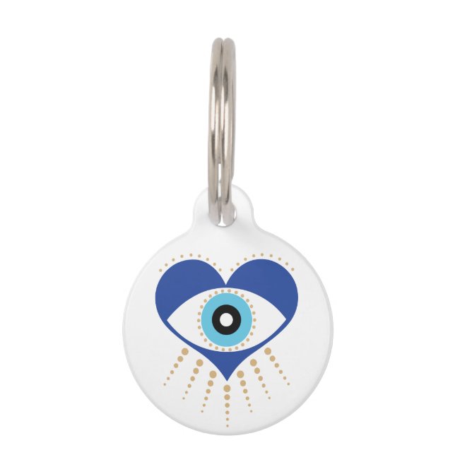 Médaillon Pour Animaux Oeil mal grec du coeur (Devant)