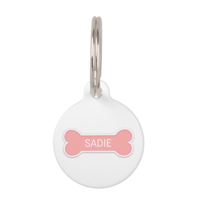 Médaillon Pour Animaux Os De Chien Rose Vierge Avec Nom D'Animal Personna (Devant)