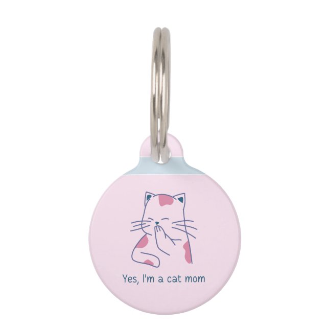Médaillon Pour Animaux Oui, je suis une maman chatte (Devant)