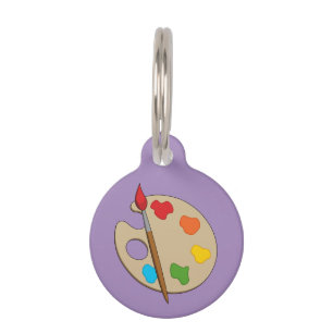 Médaillon Pour Animaux Palette Artiste avec pinceau Ajouter un nom