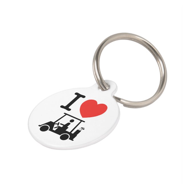 Médaillon Pour Animaux Panier de golf I Heart (Love) (Côté )