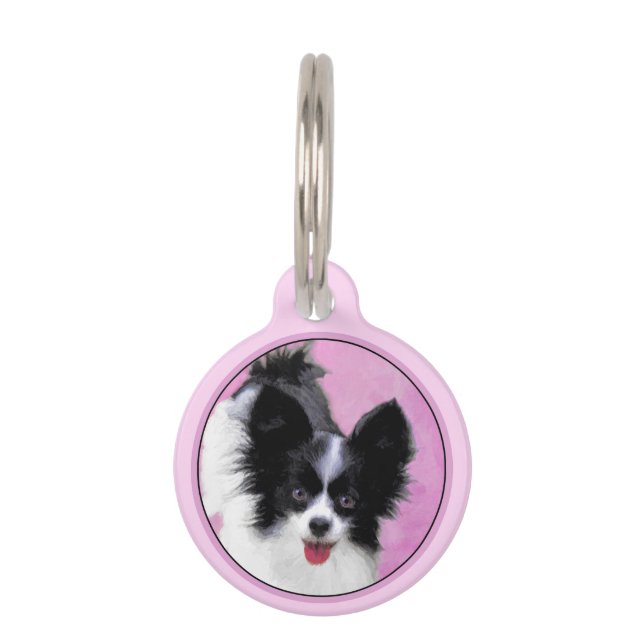 Médaillon Pour Animaux Papillon (blanc et noir) Peinture - Chien Art (Devant)