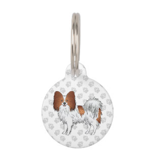 Médaillon Pour Animaux Papillon de dessin animé mignon rouge et blanc