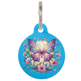 Médaillon Pour Animaux Papillon mignon et coloré