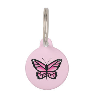 Médaillon Pour Animaux Papillon rose