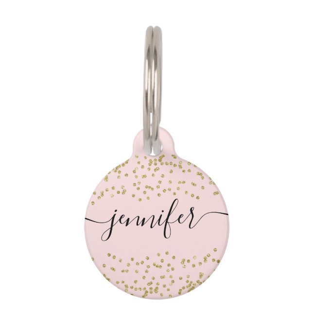 Médaillon Pour Animaux Parties scintillant rose et or (Devant)