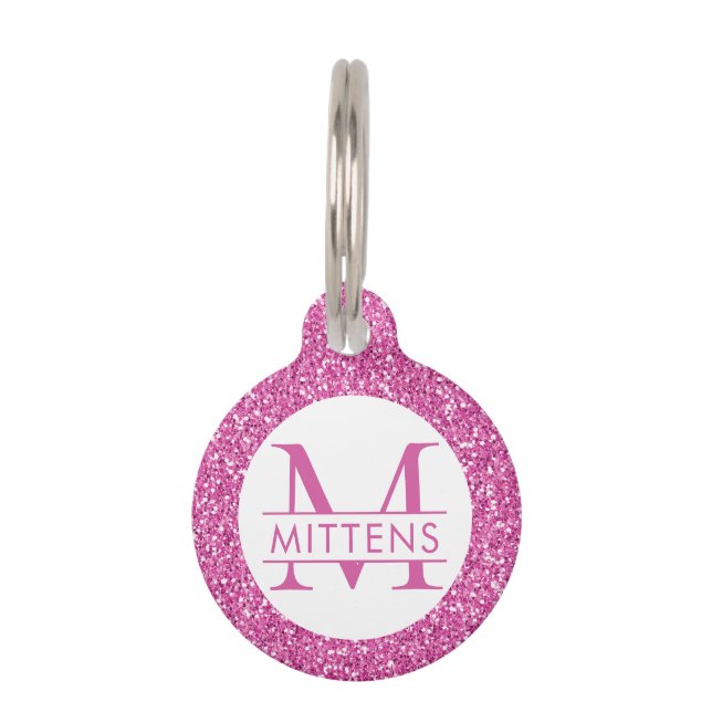 Médaillon Pour Animaux Parties scintillant rose vif Parkle rose Jolie Fil (Devant)