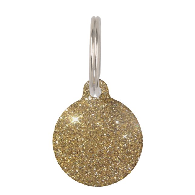 Médaillon Pour Animaux Parties scintillantes de luxe d'or - image (Devant)