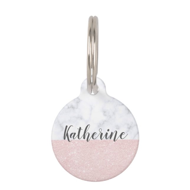 Médaillon Pour Animaux Parties scintillantes roses girly élégantes d'or (Devant)